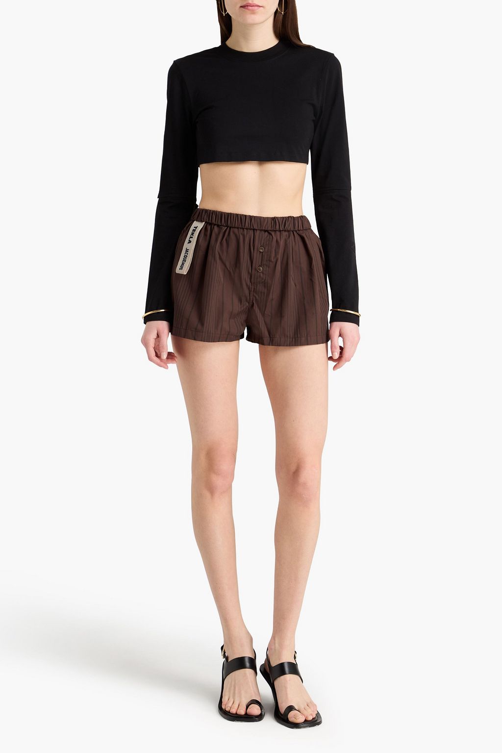 JACQUEMUS X TEKLA Striped cotton-poplin shorts | THE OUTNET