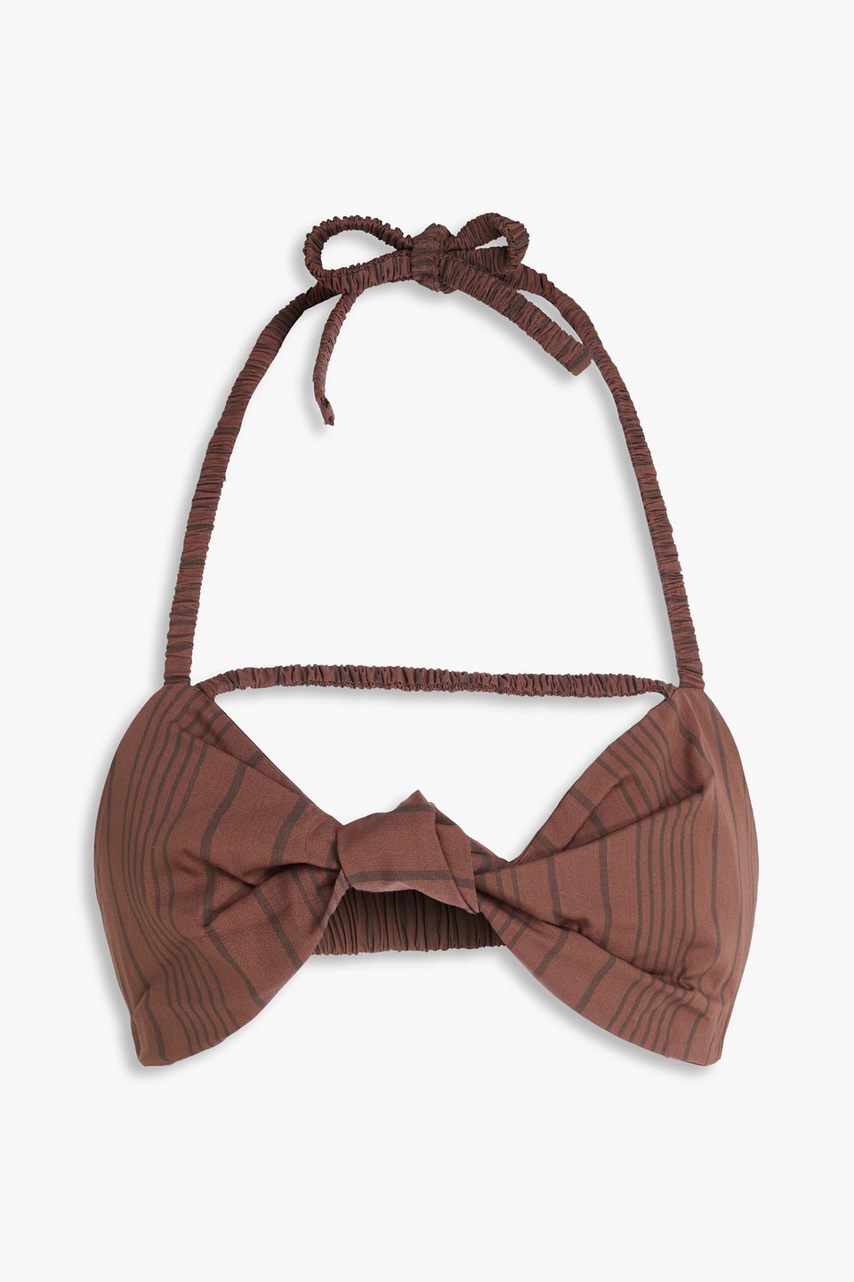 jacquemus x tekla - striped cotton-poplin halterneck bra top - brown - xs