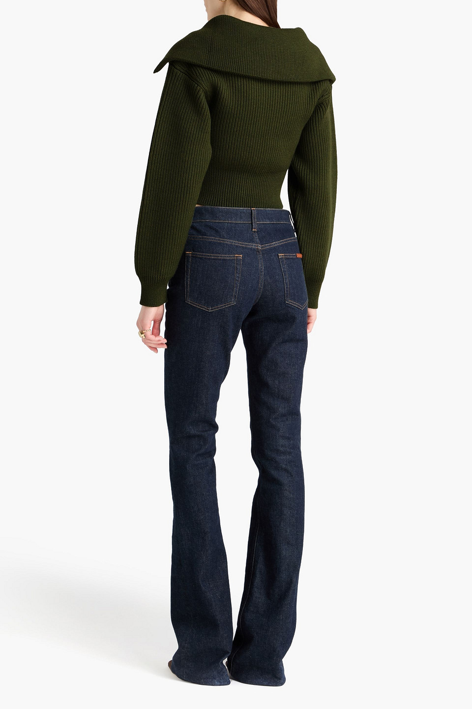  Jacquemus - Cropped Pullover „risoul“ Aus Gerippter Merinowolle Mit Halblangem Reißverschluss - Grün - Fr 32 