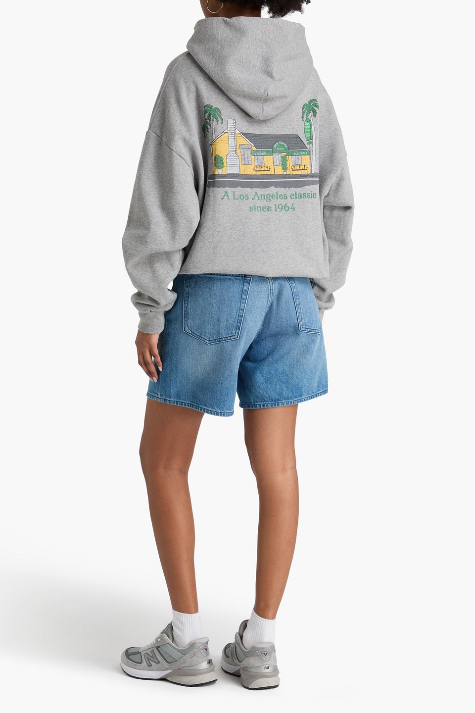  Re/done - Printed Cotton-fleece Hoodie - Gray - L 