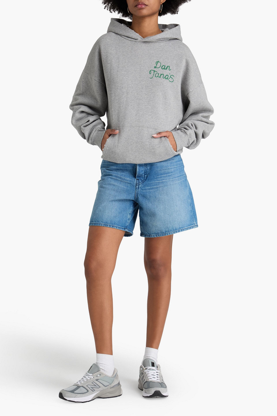  Re/done - Printed Cotton-fleece Hoodie - Gray - L 