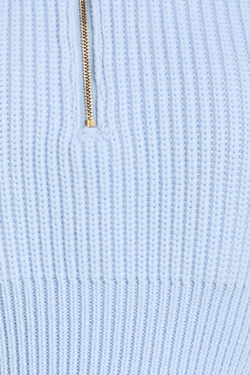 Jacquemus Risoul Cropped Ribbed Wool Half-zip Sweater In Blue