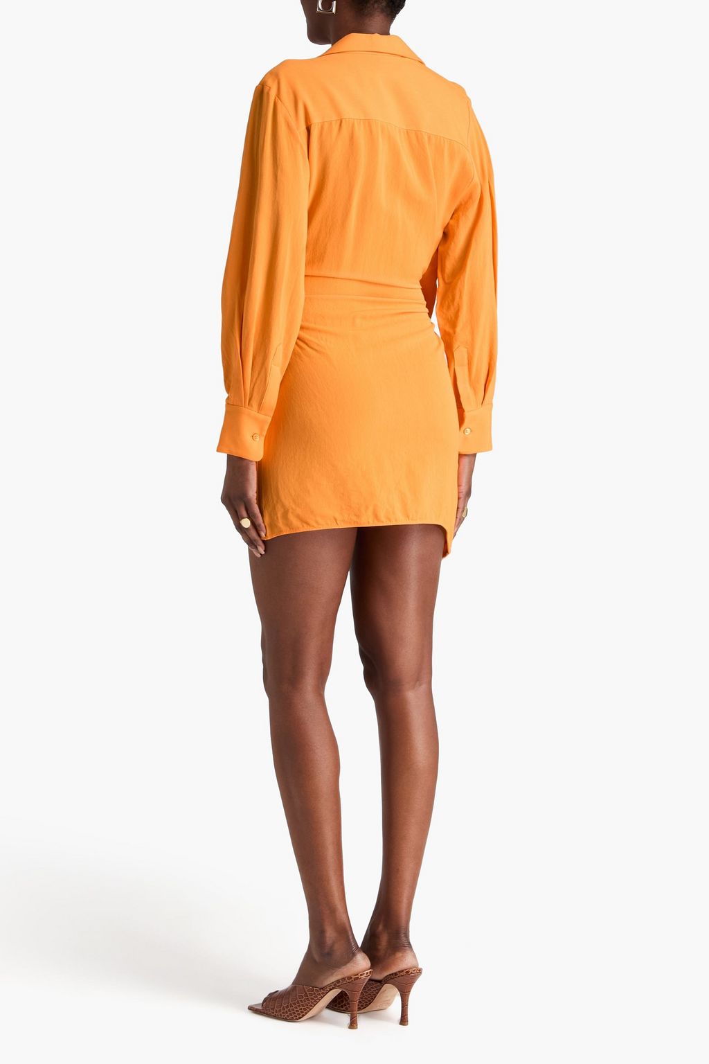 JACQUEMUS Bahia draped woven mini shirt dress | THE OUTNET JACQUEMUS Bahia draped woven mini shirt dress | THE OUTNET