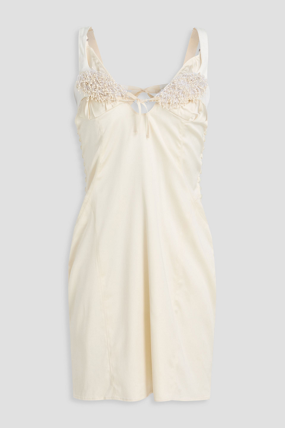 jacquemus - ciceri embellished satin-twill mini dress - white - fr 34