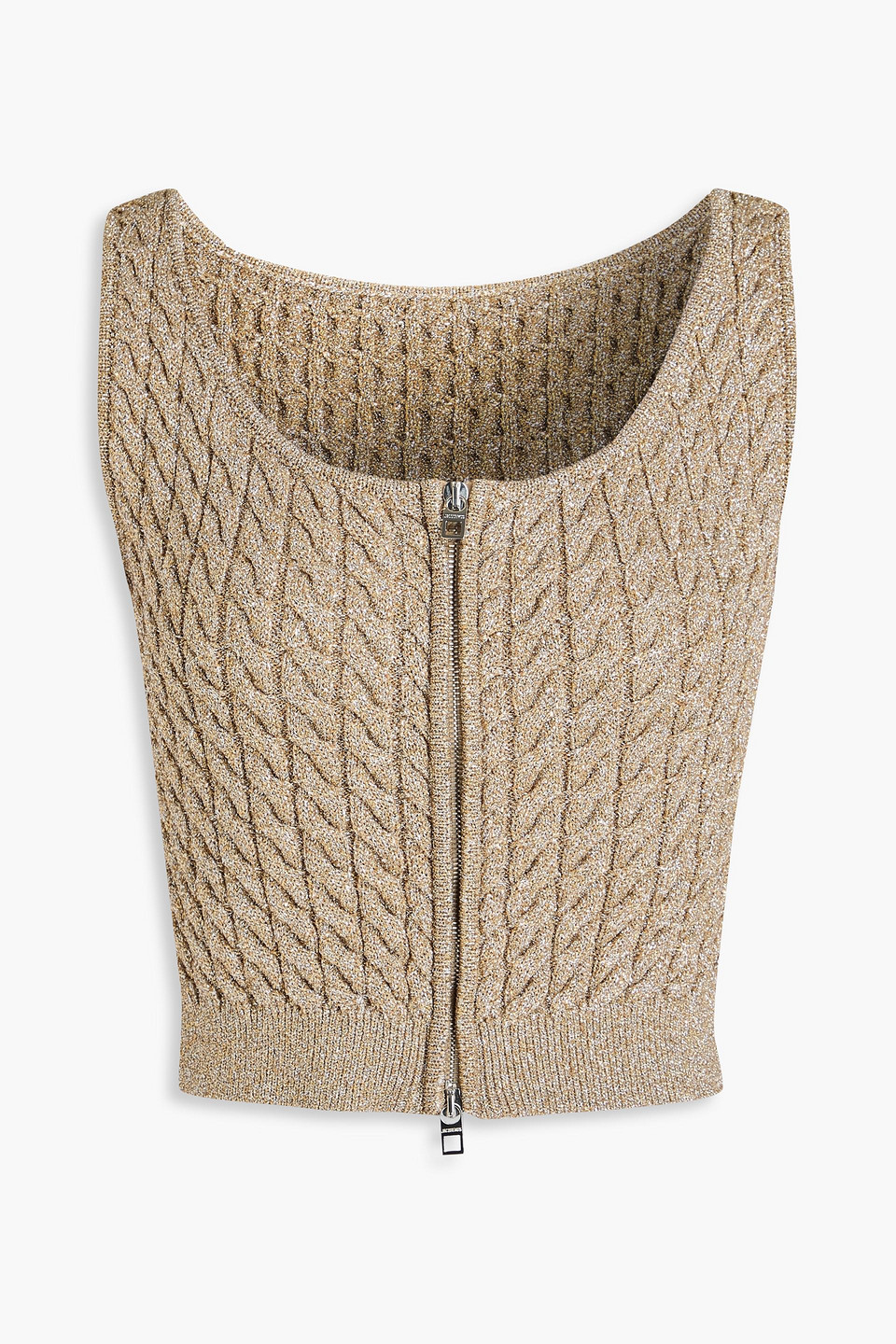 jacquemus - torsades cropped metallic crochet-knit top - metallic - fr 32