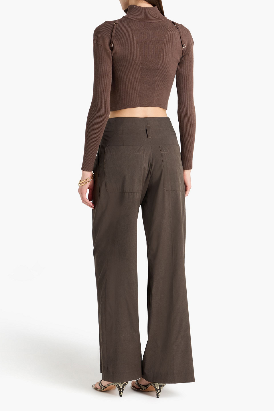  Jacquemus - Cropped Rollkragenoberteil Aus Rippstrick - Braun - Fr 34 
