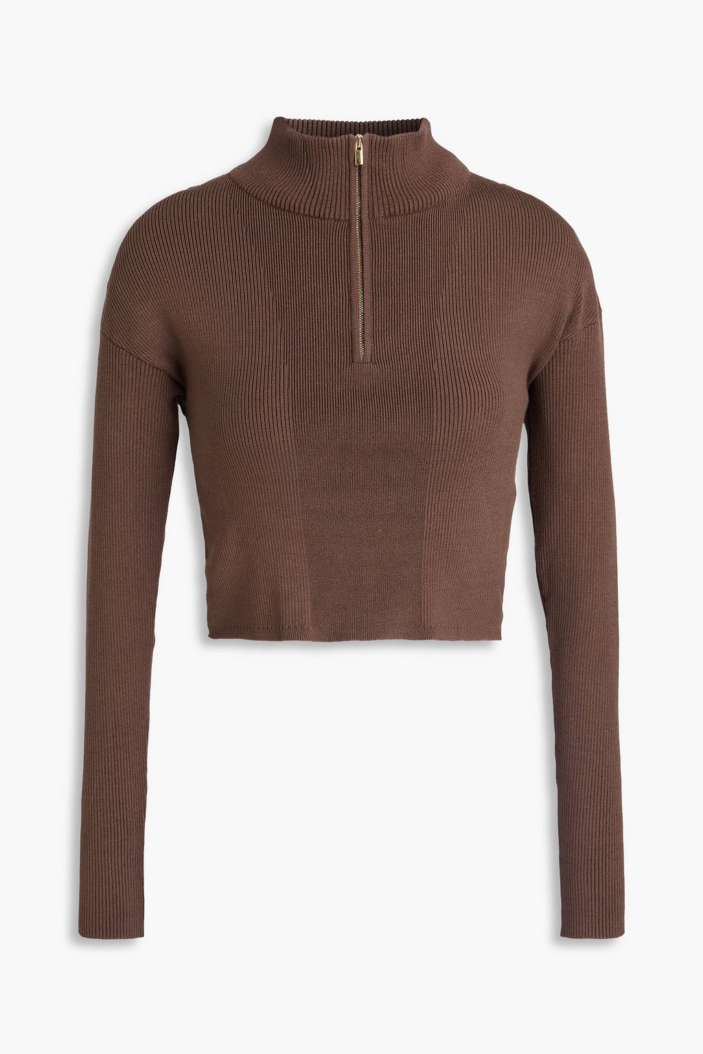 Jacquemusのカットアウトニットトップス JACQUEMUS Cropped ribbed-knit half-zip turtleneck sweater | THE OUTNET