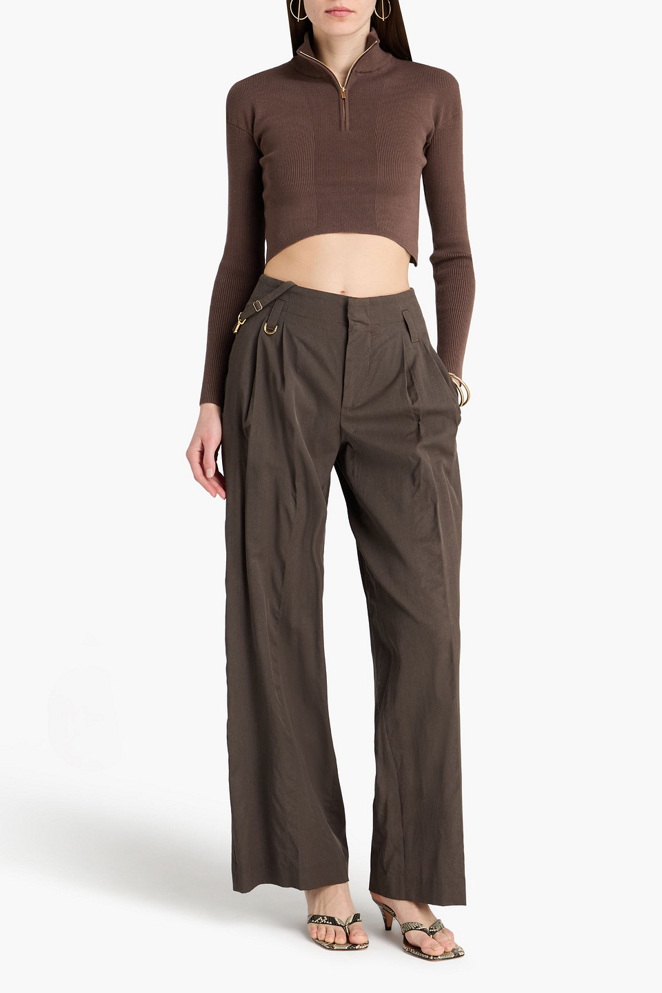  Jacquemus - Cropped Rollkragenoberteil Aus Rippstrick - Braun - Fr 34 
