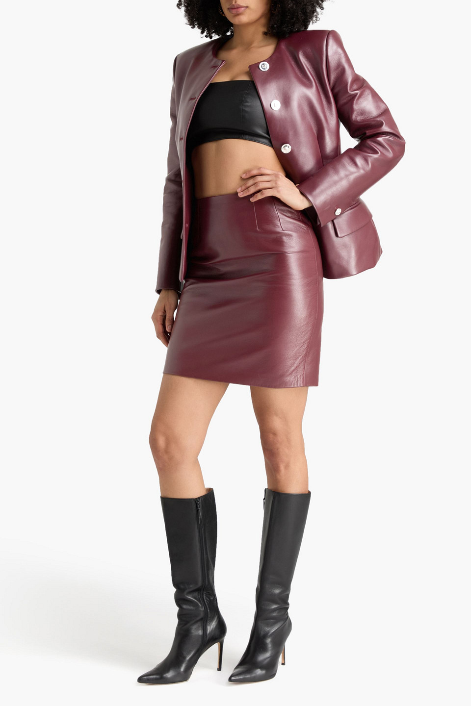  Versace - Leather Mini Skirt - Burgundy - It 40 