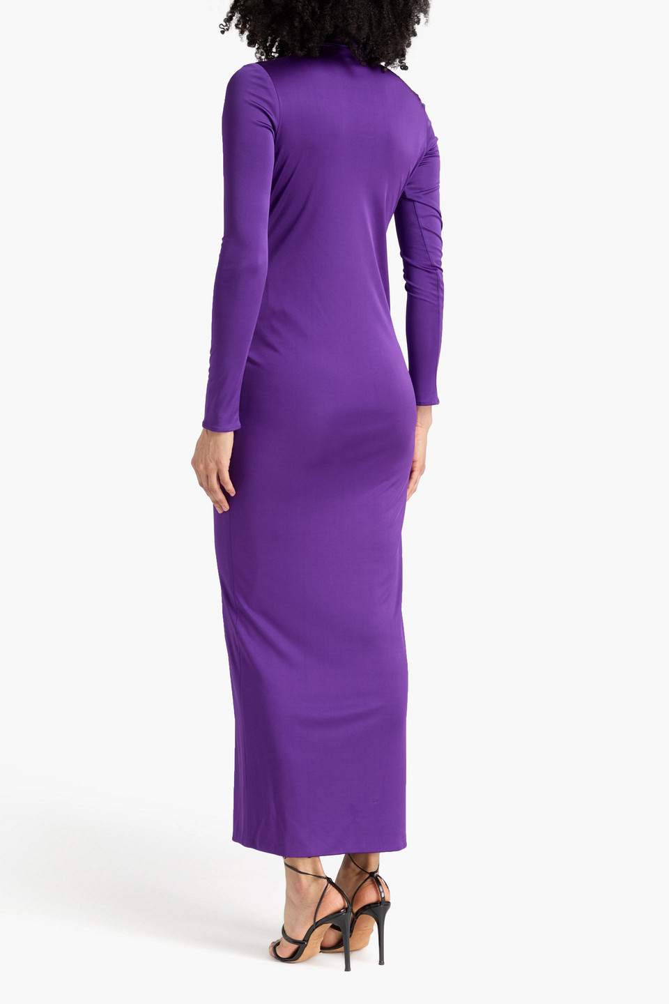  Versace - Maxikleid Aus Glänzendem Jersey Mit Drapierung - Lila - It 38 