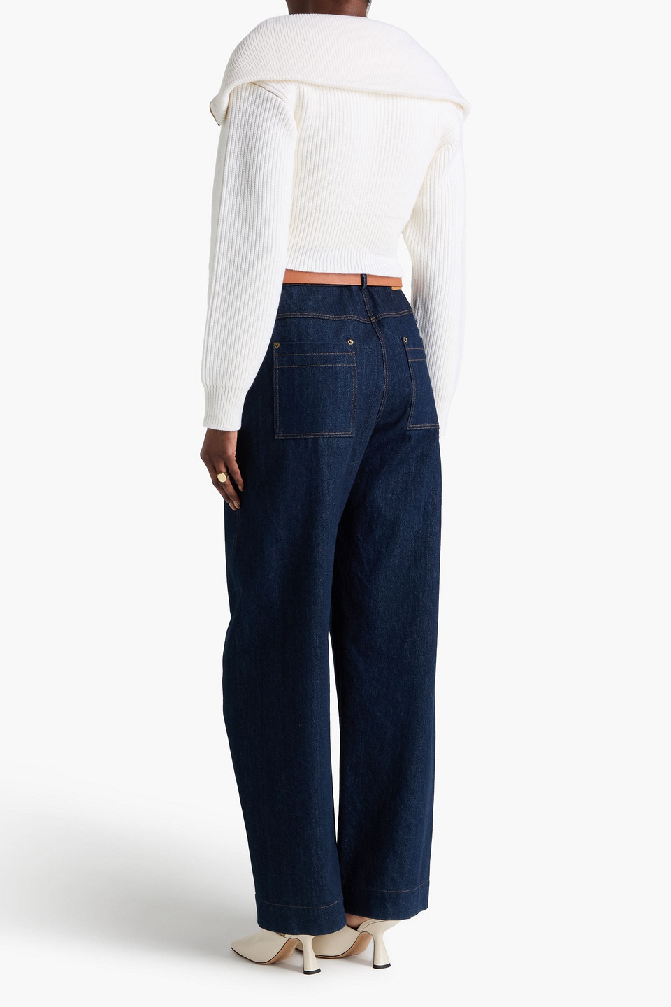 Jacquemus - Cropped Pullover „risoul“ Aus Gerippter Wolle - Weiß - Fr 34 