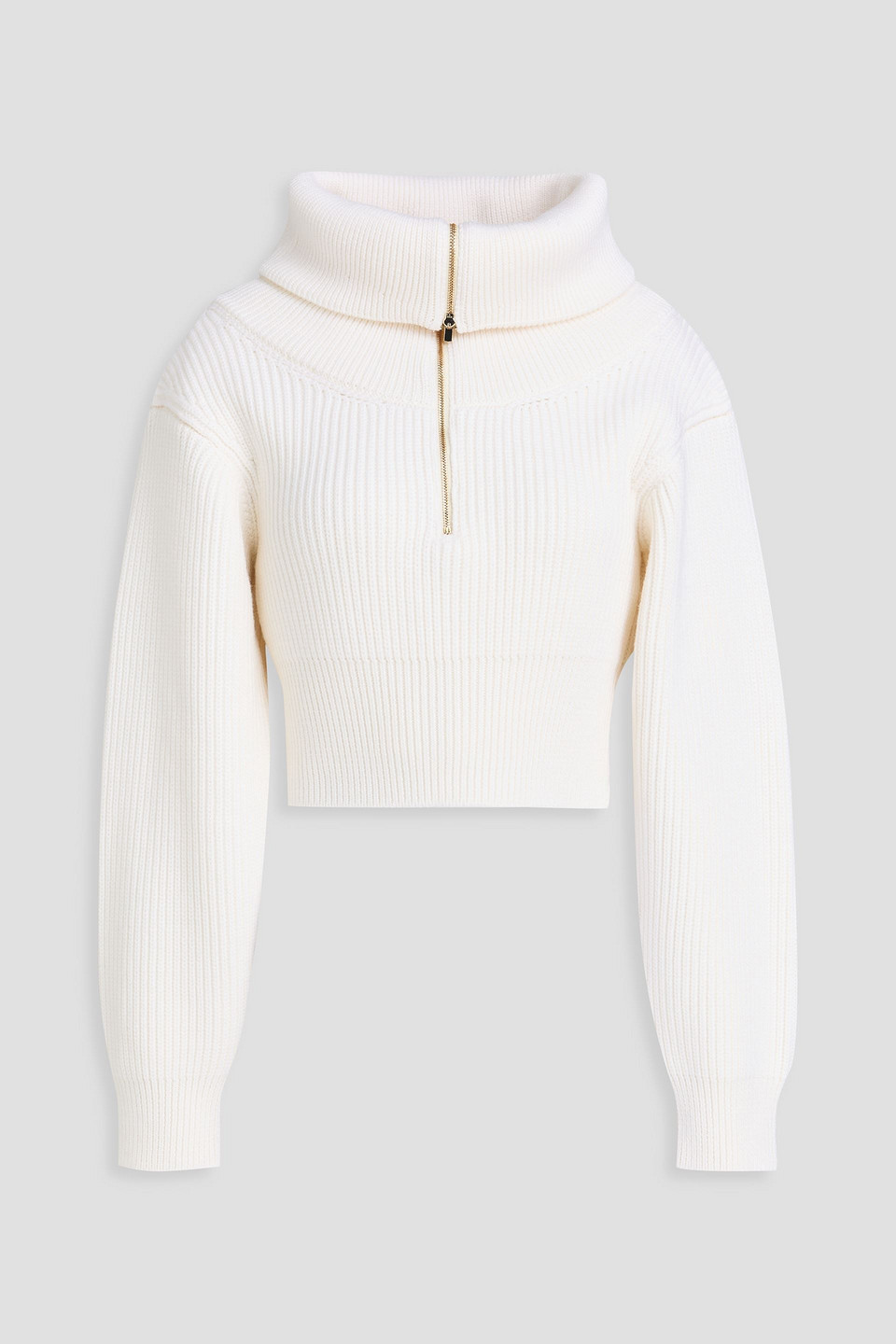 Jacquemus Risoul Cropped Ribbed Wool Sweater In White