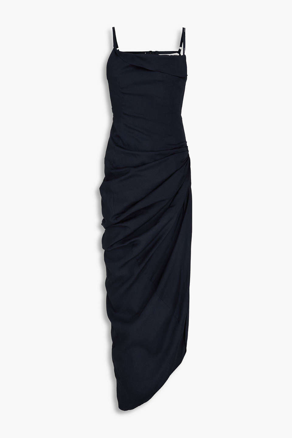 Jacquemus Saudade Open-back Draped Woven Maxi Dress In Blue