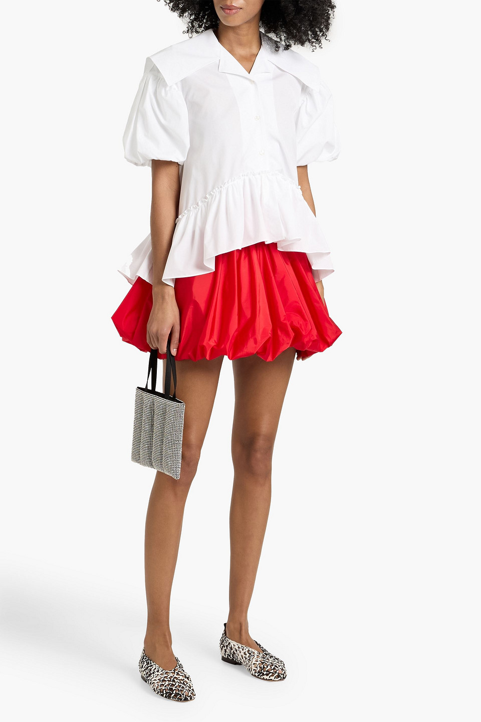  Simone Rocha - Minirock Aus Taft Mit Rüschen - Rot - Uk 4 