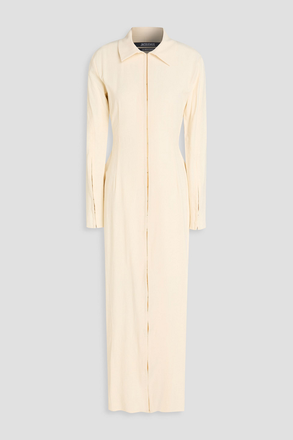 Jacquemus Obiou Cutout Woven Maxi Shirt Dress In Neutral