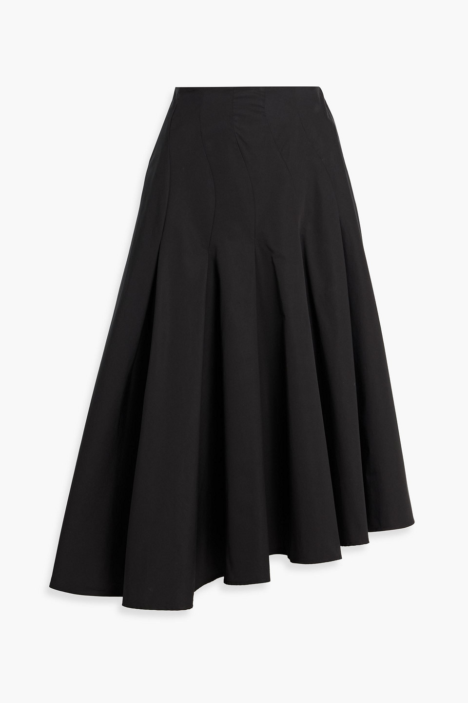 Fforme Rio Asymmetric Cotton-poplin Midi Skirt In Black