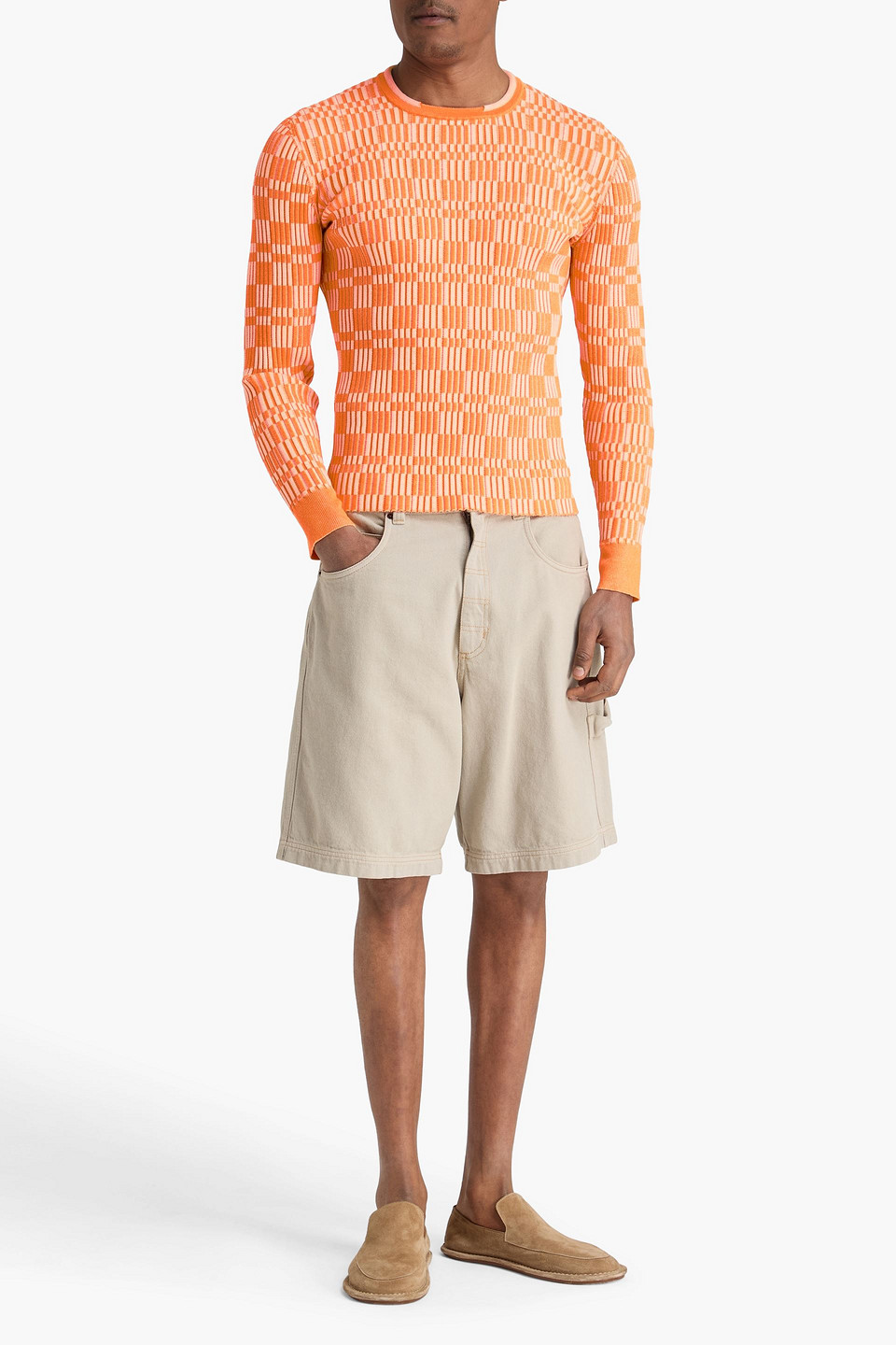 Jacquemus - Karierter Pullover „la Maille Gelati“ Aus Einer Gerippten Baumwollmischung - Orange - M 