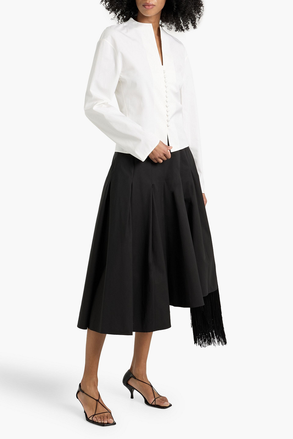 Fforme Yancy Cropped Tailcoat Jacket In White