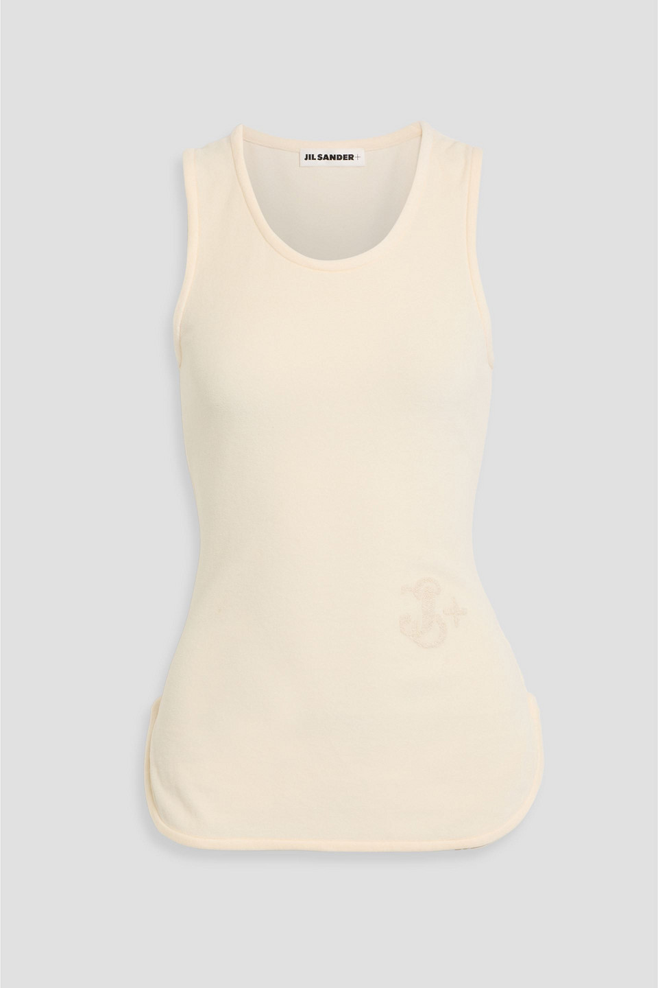 jil sander - embroidered cotton-blend velour tank - white - xs