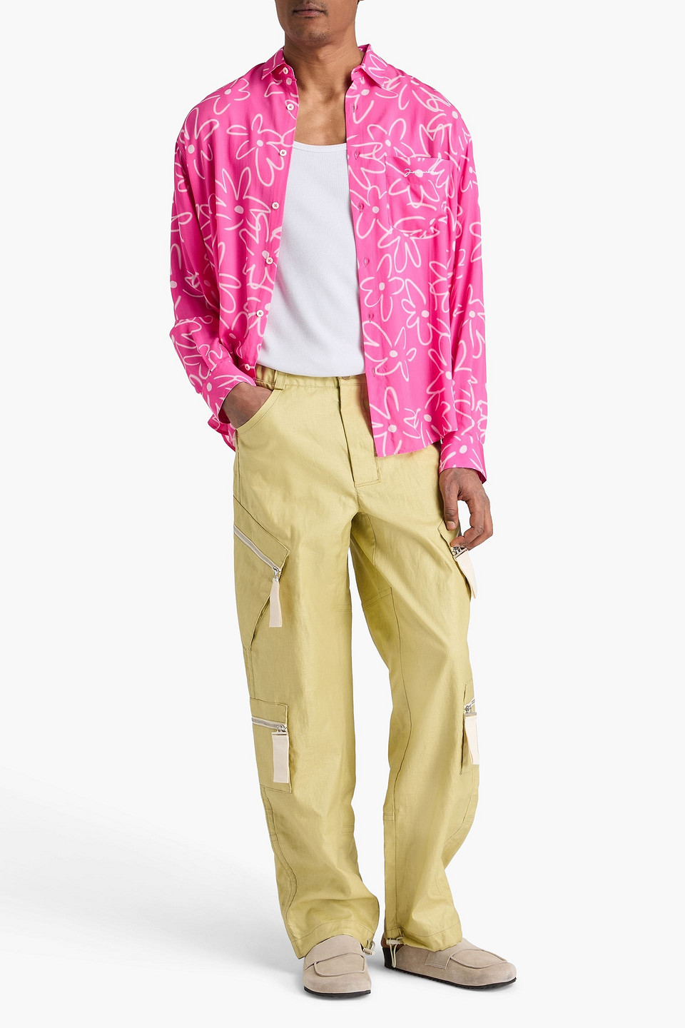 Jacquemus Coated Linen Cargo Pants In Multi