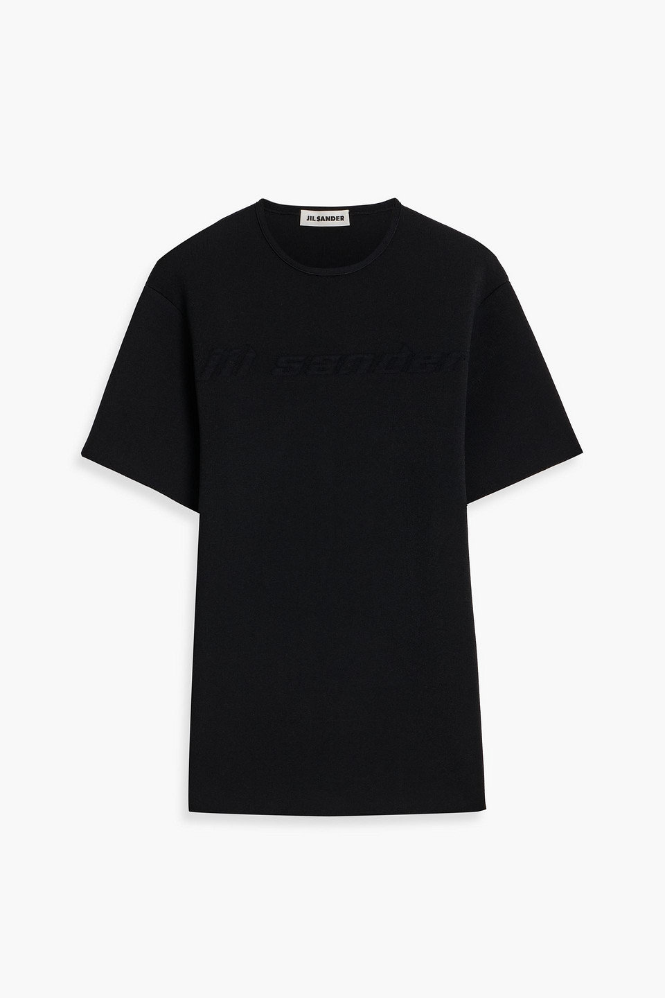 jil sander - logo-embossed ponte top - black - xxs