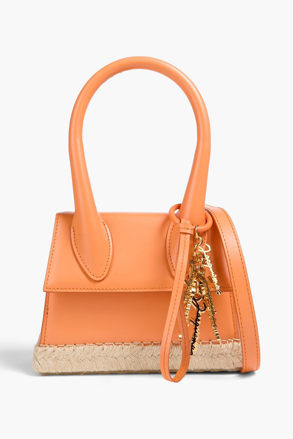 Jacquemus Le Chiquito Moyen Cordao Jute-trimmed Leather Tote In Orange