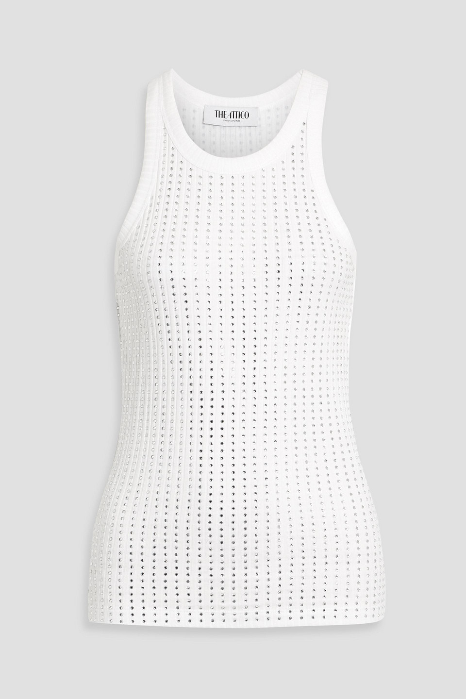 the attico - crystal-embellished ribbed cotton tank - white - it 40