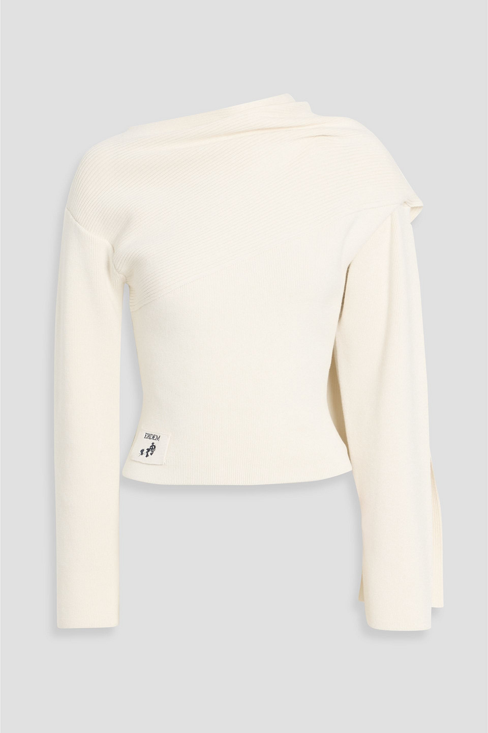 Erdem Draped Cotton And Merino Wool-blend Sweater In Sand