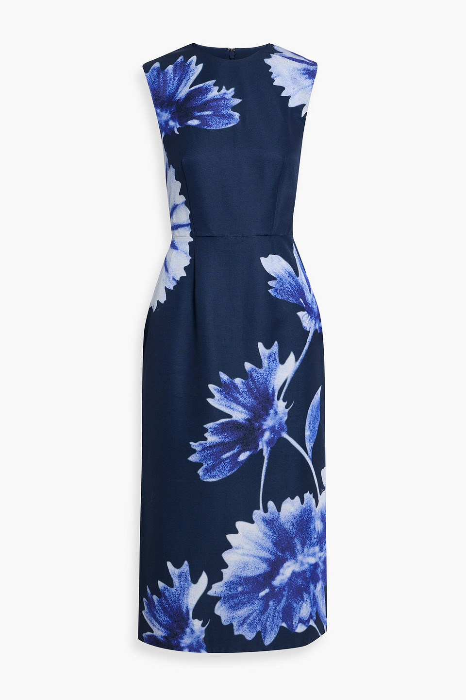 erdem - floral-print faille midi dress - blue - uk 8