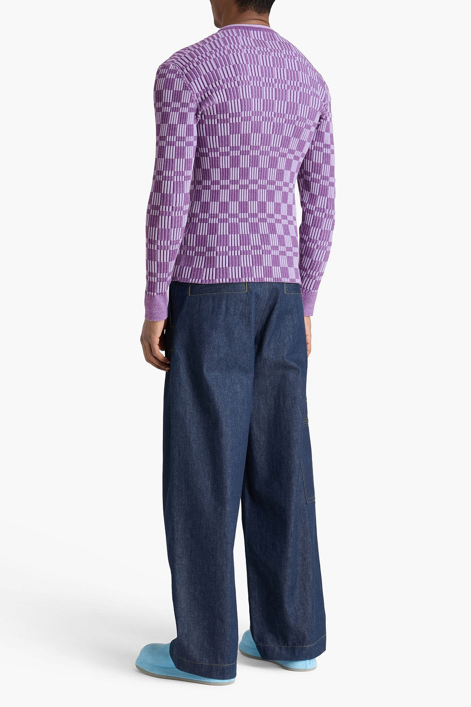  Jacquemus - Karierter Pullover „la Maille Gelati“ Aus Einer Gerippten Baumwollmischung - Lila - S 