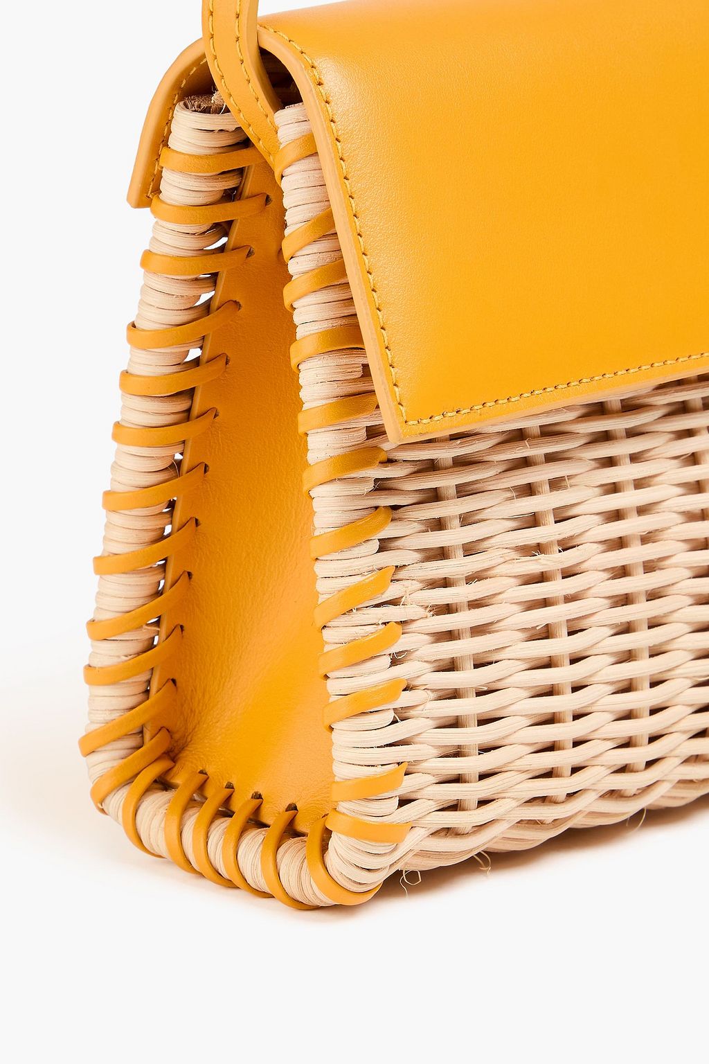 JACQUEMUS Le Bambino leather and raffia shoulder bag | THE OUTNET