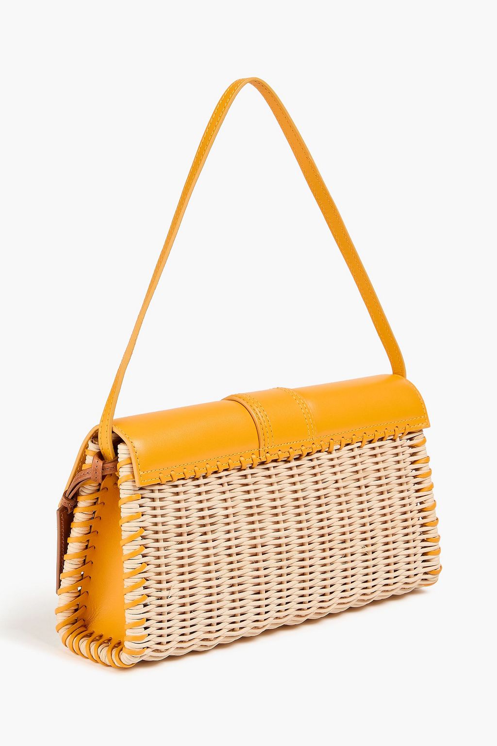 JACQUEMUS Le Bambino leather and raffia shoulder bag | THE OUTNET