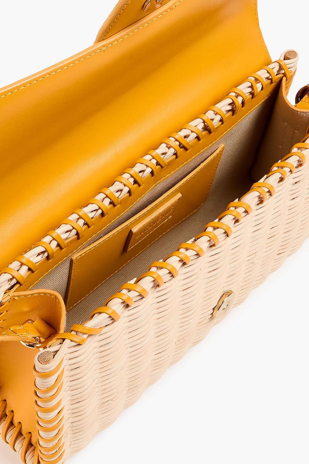 JACQUEMUS Le Bambino leather and raffia shoulder bag | THE OUTNET