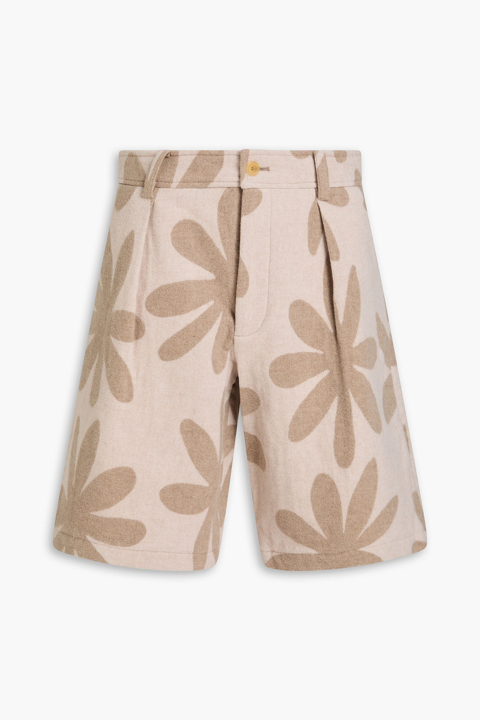 jacquemus - montagne printed wool-blend flannel shorts - neutral - it 46