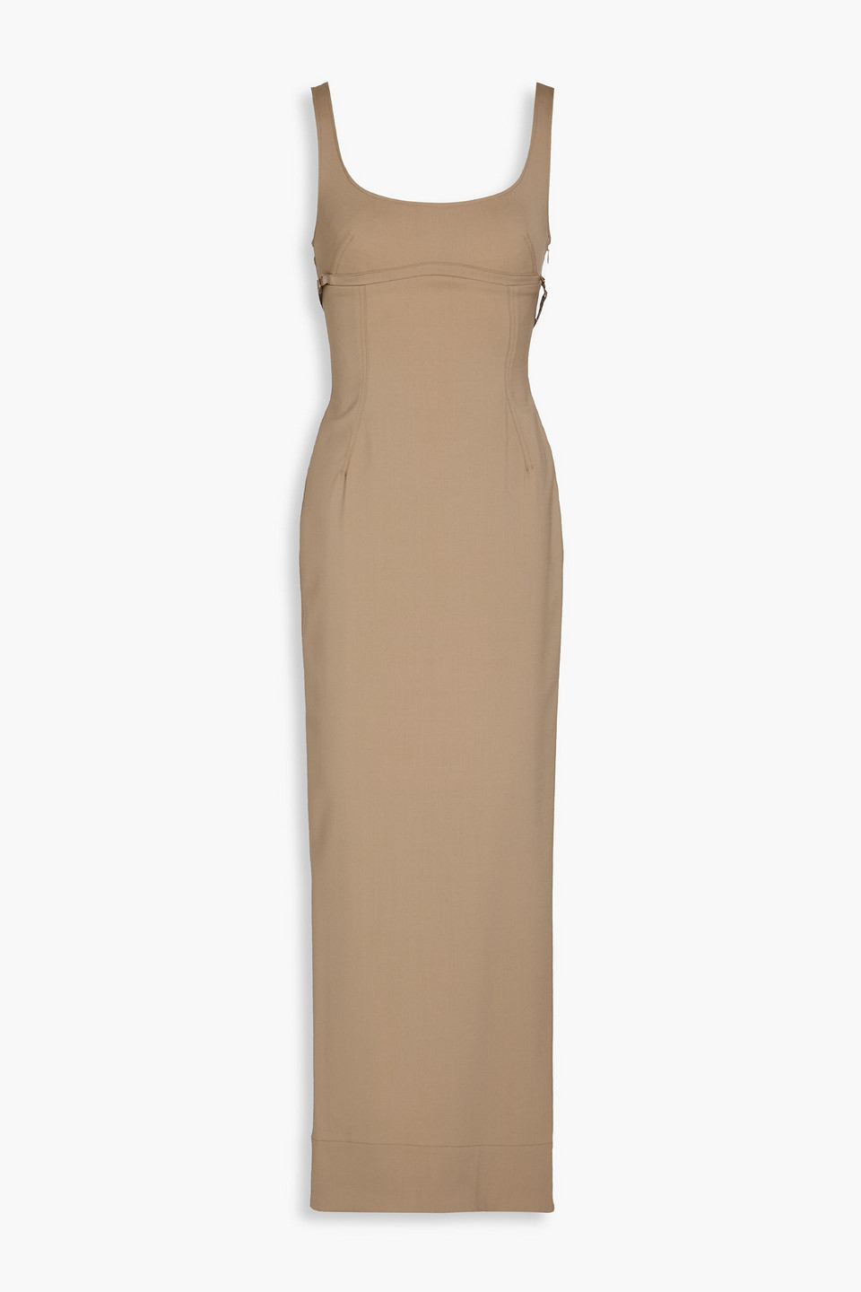 Jacquemus Valdu Cutout Wool-blend Twill Midi Dress In Brown