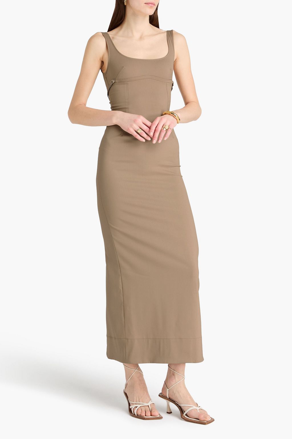 princess polly baby blue dress JACQUEMUS Valdu cutout wool-blend twill midi dress