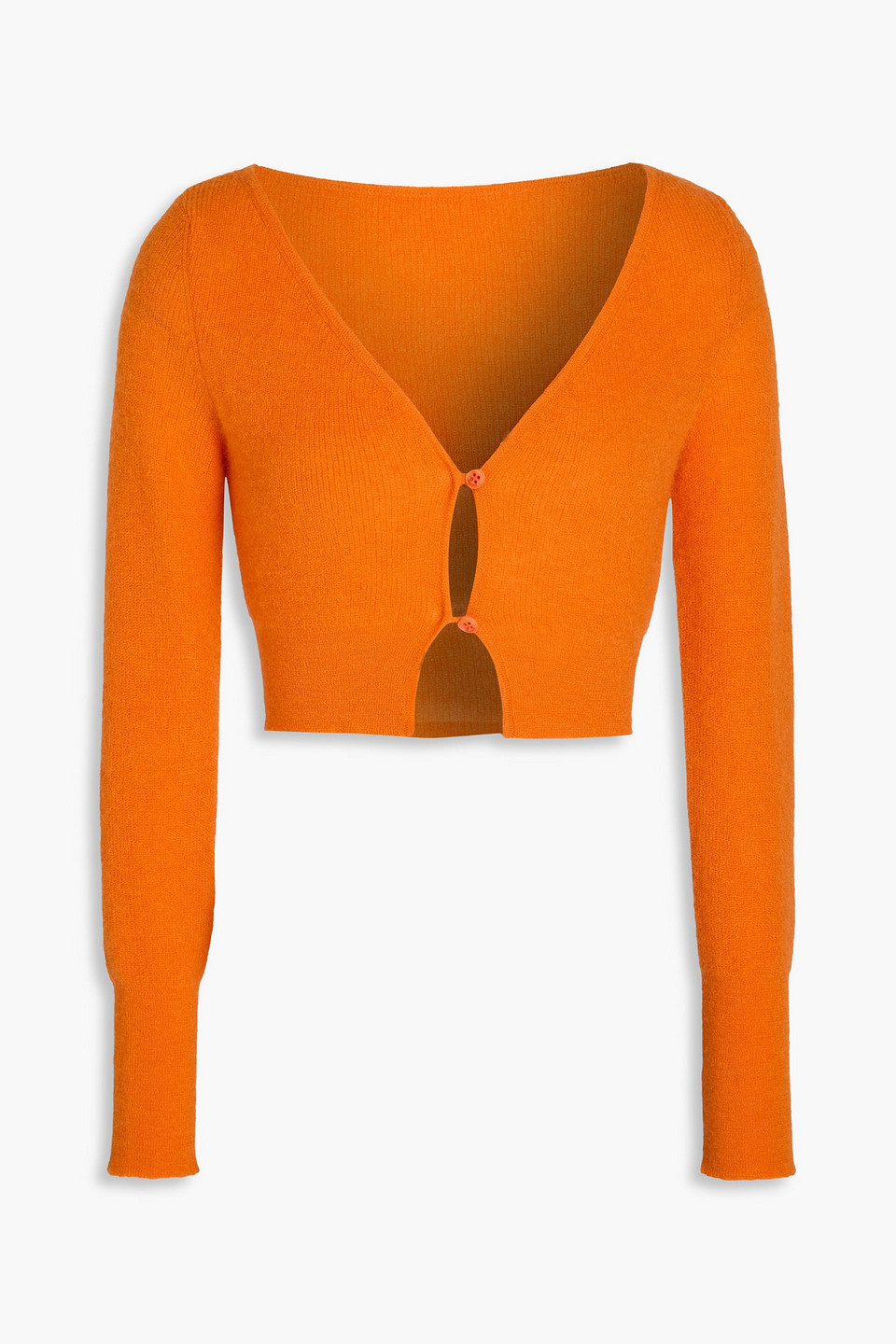 Jacquemus Alzou Cropped Mohair-blend Cardigan In Orange