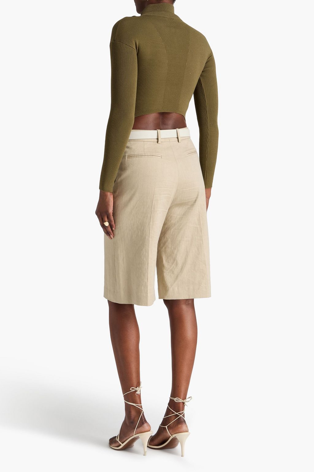 JACQUEMUS Bormio cropped ribbed-knit half-zip turtleneck sweater