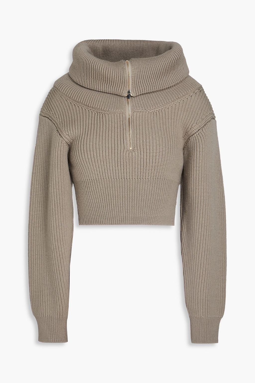 JACQUEMUS Risoul cropped ribbed wool half-zip sweater | THE OUTNET