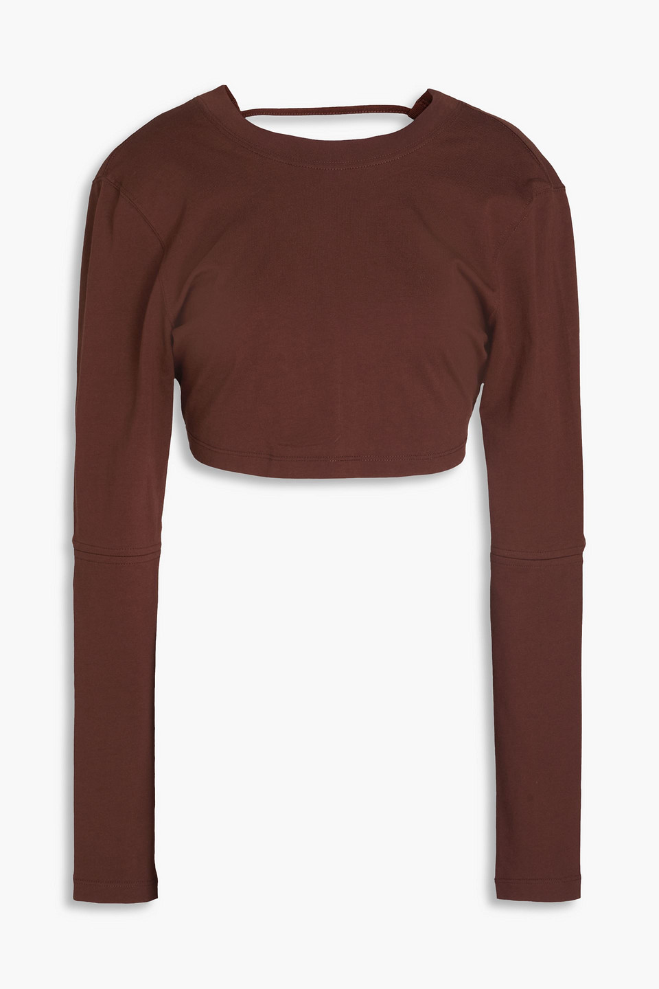jacquemus - piccola cropped cutout cotton-jersey top - brown - xxs