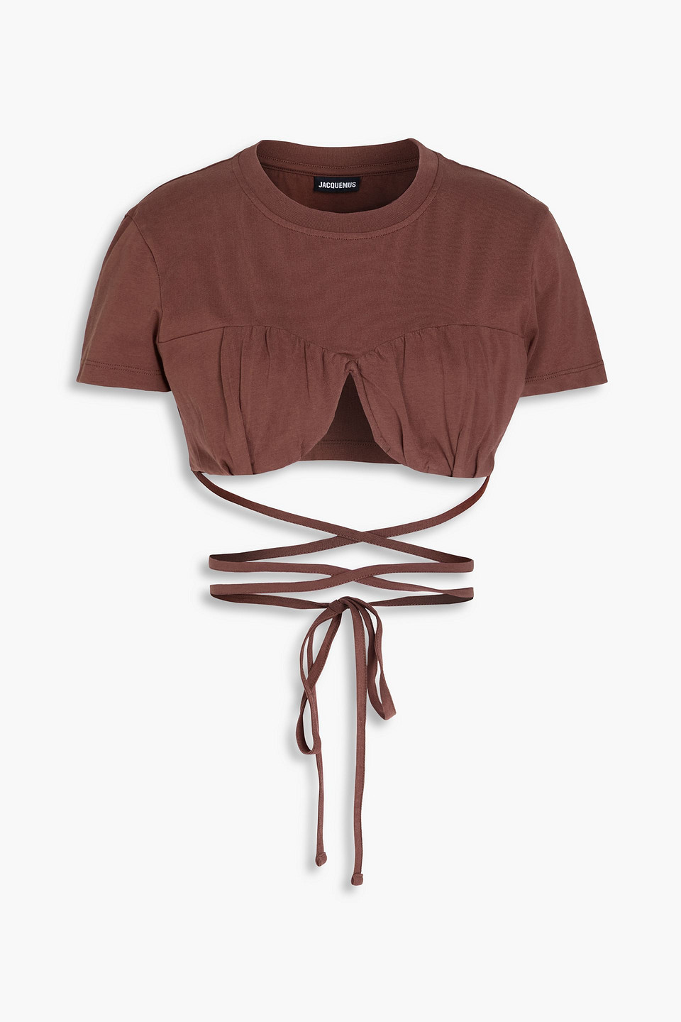 jacquemus - cropped cotton-jersey t-shirt - brown - xs