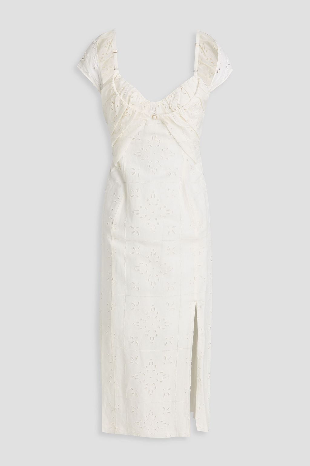 RABANNE Embroidered layered twill midi dress | THE OUTNET RABANNE Embroidered layered twill midi dress | THE OUTNET