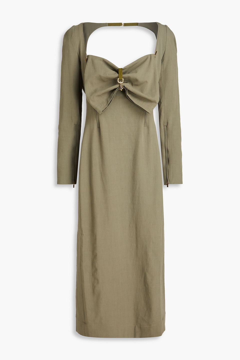 jacquemus - terra cutout woven midi dress - green - fr 32