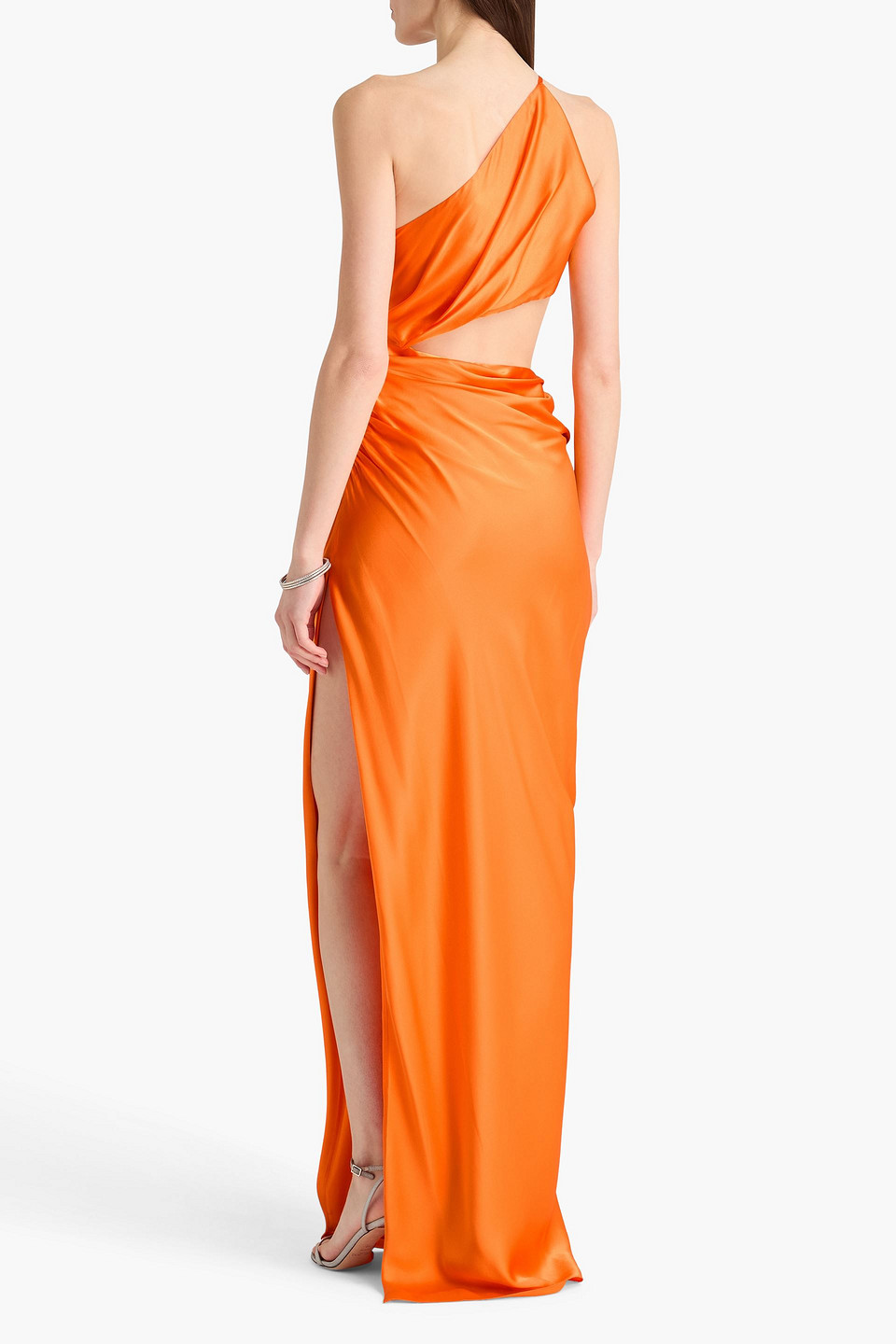  The Sei - Drapierte Robe Aus Seidensatin Mit Asymmetrischer Schulterpartie Und Cut-outs - Orange - Us 2 