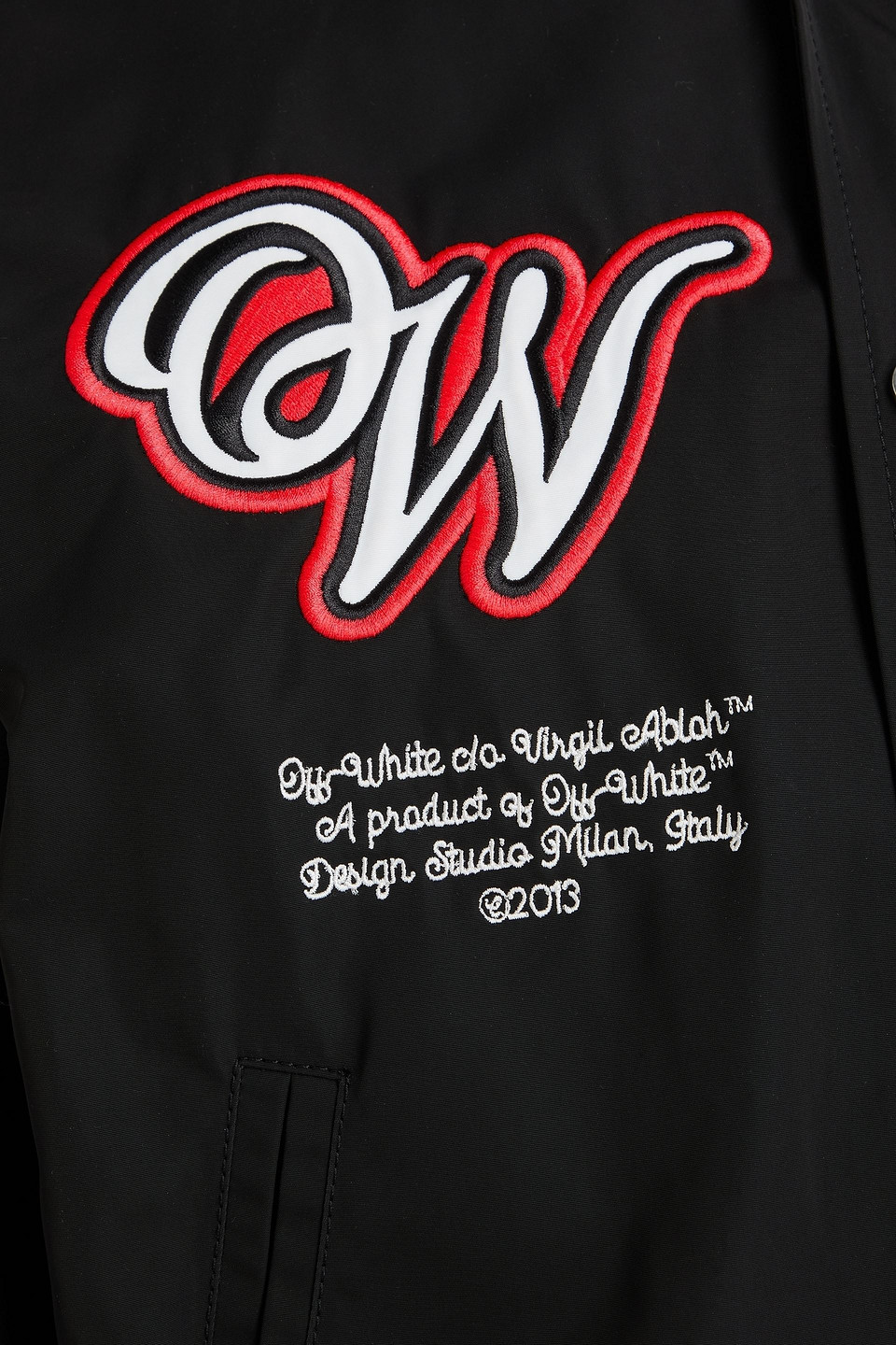 Off-white Embroidered Shell Bomber Jacket In Black