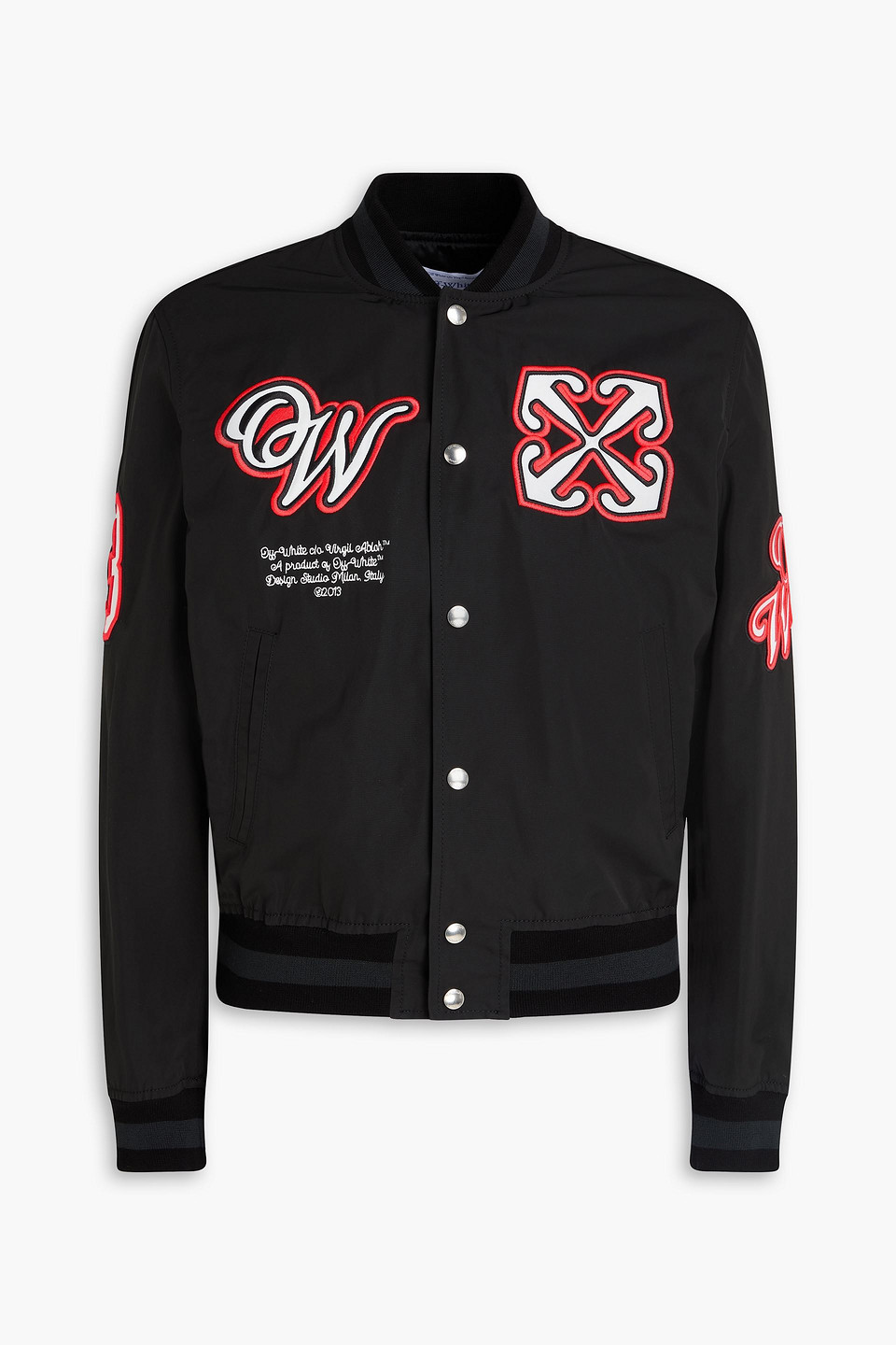 Off-white Embroidered Shell Bomber Jacket In Black