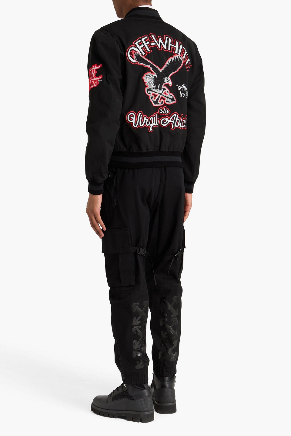 Off-white Embroidered Shell Bomber Jacket In Black