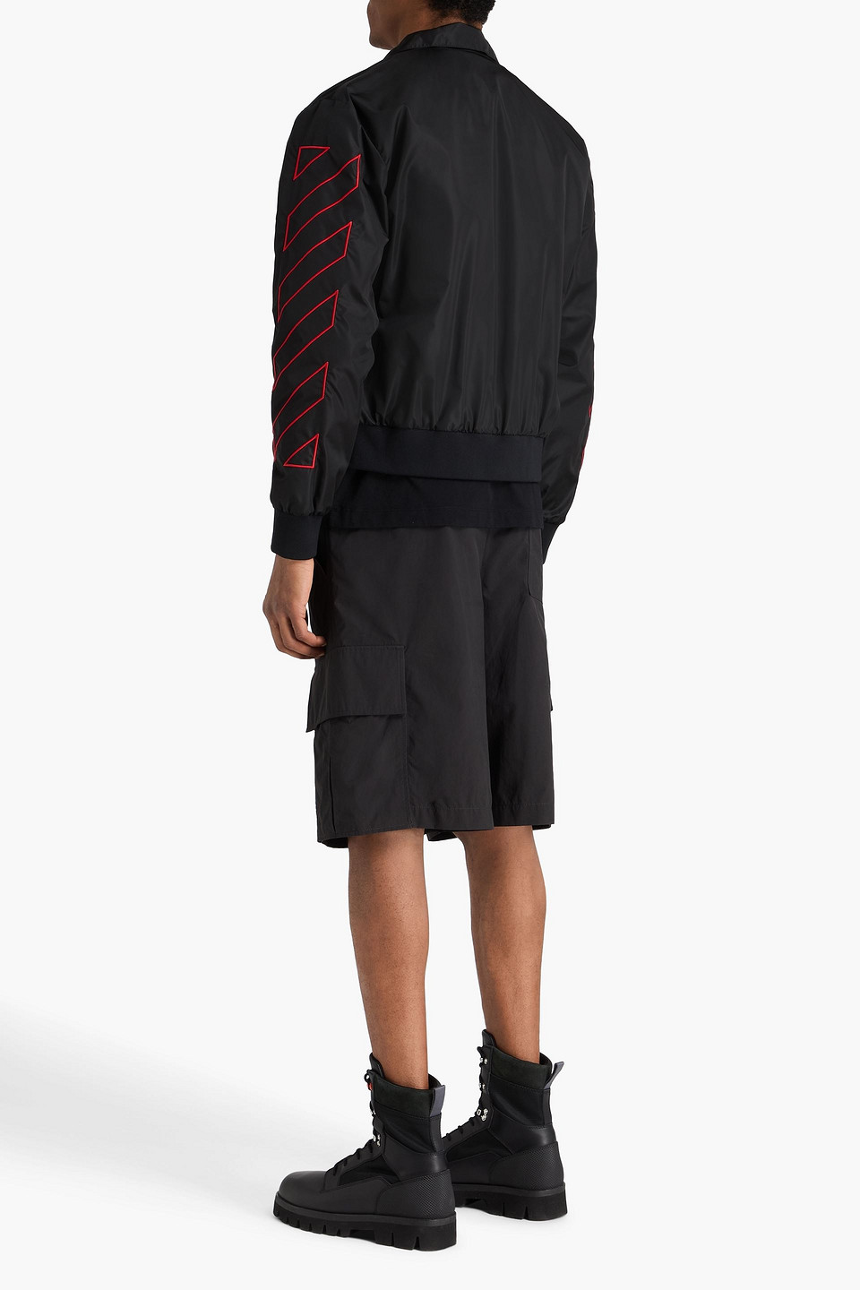 Off-white Embroidered Shell Bomber Jacket In Black