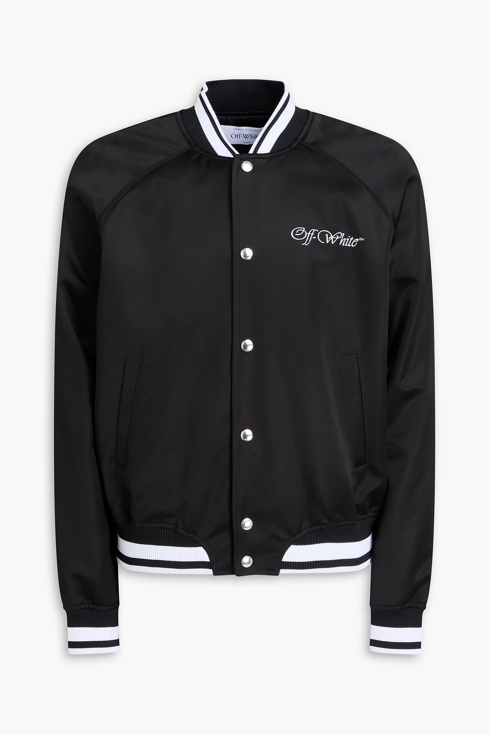 Off-white Black Polyester Bomber Jacket With Contrast Detailing In Blue
