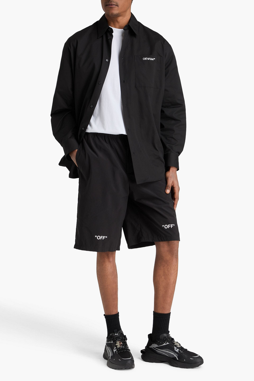  Off-white - Shorts Aus Shell Mit Print - Schwarz - S 